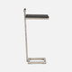 Ellery 13-Inch Dark Mushroom and Texturized Silver Realistic Faux Shagreen and Steel Accent Table