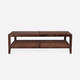 Amara 60-Inch Coffee Table - Brown Stained Poplar Burl and Cane (60 x 40 x 18 Inches)