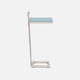 Ellery 13-Inch Powder Blue and Texturized Silver Realistic Faux Shagreen and Steel Accent Table