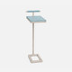Ellery 13-Inch Powder Blue and Texturized Silver Realistic Faux Shagreen and Steel Accent Table