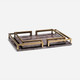 Benedict 216-Piece Tray Set - Cognac Gloss Vellum Leather and Antiqued Brass Metal - Set Of