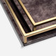 Benedict 216-Piece Tray Set - Navy Gloss Vellum Leather and Antiqued Brass Metal - Set Of