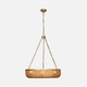 Auburn 6-Light Chandelier - Light Brown Wood Beads and Antiqued Brass Iron