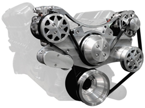 Chrysler Hemi/Big Block Front Drive Kit - Machine Finish with AC and Power Steering - All American Billet FDS-440-301