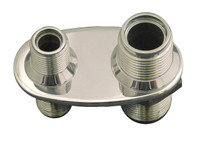 Billet A/C Bulkhead Oval W/ 2 Fittings; Polished Finish - All American Billet 4101-P