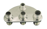 Billet A/C & Heater Bulkhead 1/2 Circle W/ 4 Fittings; Polished Finish - All American Billet 4105-P