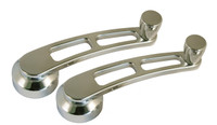 Billet Window Cranks Dual Window Cutout W/ Plain Knob (Pair); Polished Finish - All American Billet WC-DCP-P