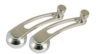 Billet Window Cranks Single Window Cutout W/ Plain Knob (Pair); Polished Finish - All American Billet WC-SCP-P