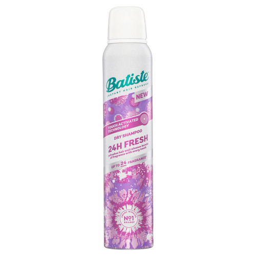 Batiste 24H Fresh dry shampoo uses Touch Activated Technology to keep hair looking and smelling fresh for up to 24 hours.