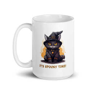 Cute Black Cat Kitten Halloween It's Spooky Time 15 oz Coffee Mug Cute Black Cat Kitten Halloween It's Spooky Time 15 oz Coffee Mug