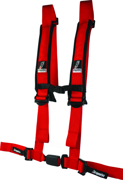 DragonFire Racing Harness H-Style- 4-Point- EZ-Adjust- 2in Buckle- Red