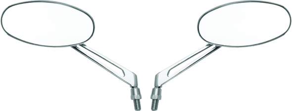 BikeMaster Oval Mirror Machined Arm w/10mm/Yam 10mm/HD Adapters - Pair - Chrome
