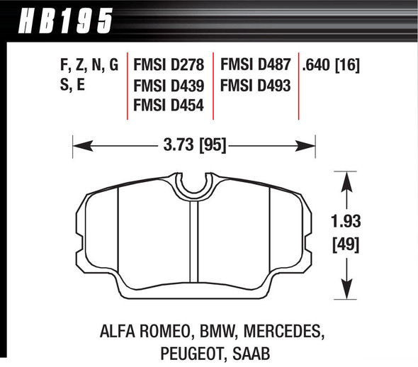 Hawk Brake Brake Pads Dtc-60 Bmw  Mercedes Hb195G.640