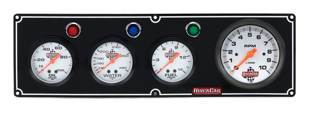 Quickcar Racing Products 3-1 Gauge Panel Op/Wt/Fp W/3-3/8In Tach Black 61-67423