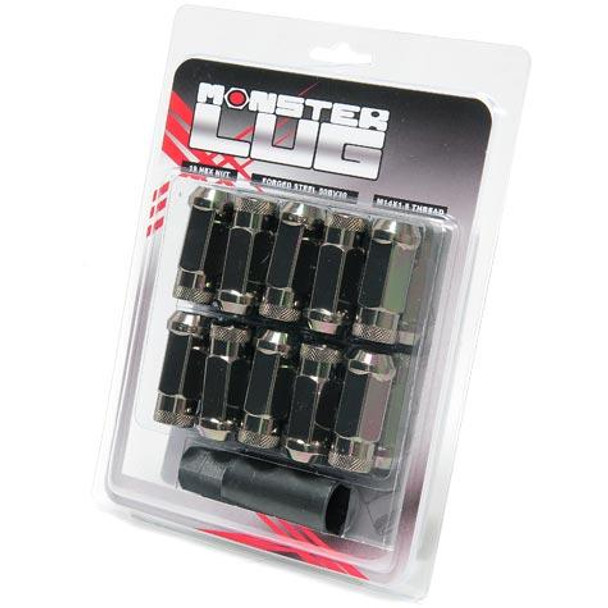 Wheel Mate Monster Locking Lug Nut Set of 4 - Black Chrome 14x1.50