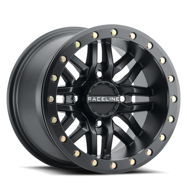 Raceline A91B Ryno 15x7in / 4x156 BP / 10mm Offset / 132.5mm Bore - Satin Black Beadlock Wheel