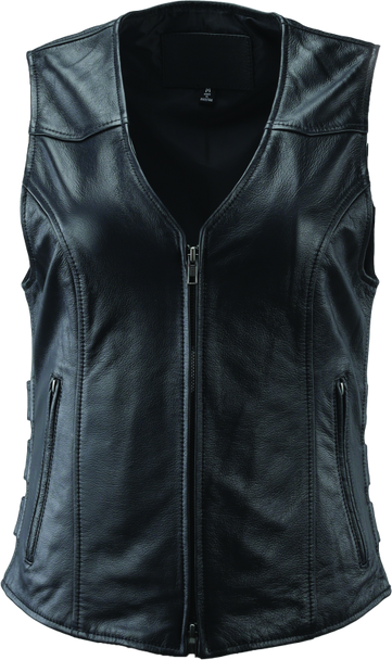 River Road Plains Leather Vest Black Womens - 3XL