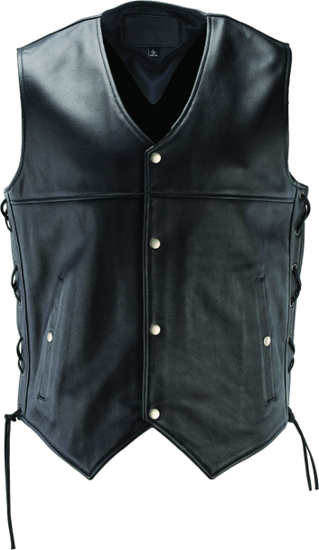 River Road Old Skool Leather Vest Black - 4XL