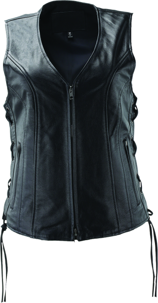 River Road Sapphire Leather Vest Black Womens - XL