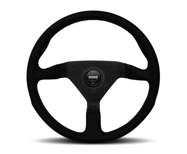 Momo Montecarlo Alcantara Steering Wheel 320 mm - Black/Black Stitch/Black Spokes