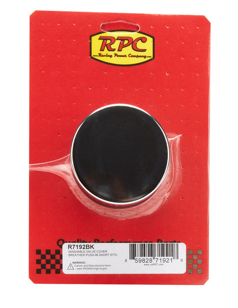 Racing Power Co-Packaged Valve Cover Breather Push In Short Black Each R7192Bk