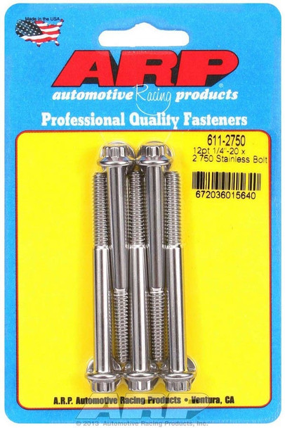 Arp S/S Bolt Kit - 12Pt. (5) 1/4-20 X 2.750 611-2750