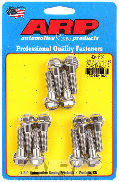 Arp S/S Header Bolt Kit - 6Pt. Gm Ls 434-1102
