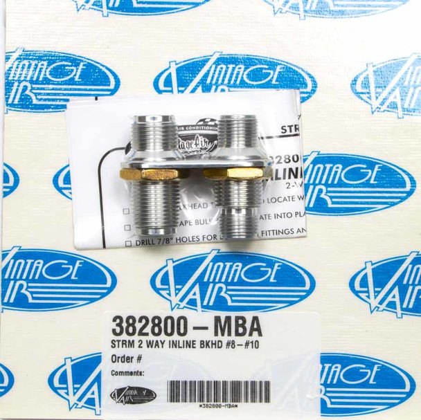 Vintage Air 2 Way In Line Bulkhead #8 And #10 O-Ring 382800-Mba Vintage Air 2 Way In Line Bulkhead #8 And #10 O-Ring 382800-Mba