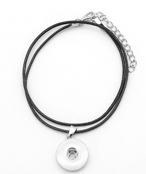 One Snap Necklace with Nylon Chain - Black