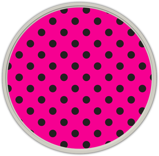 Pink with Black Polka Dots -Glass
