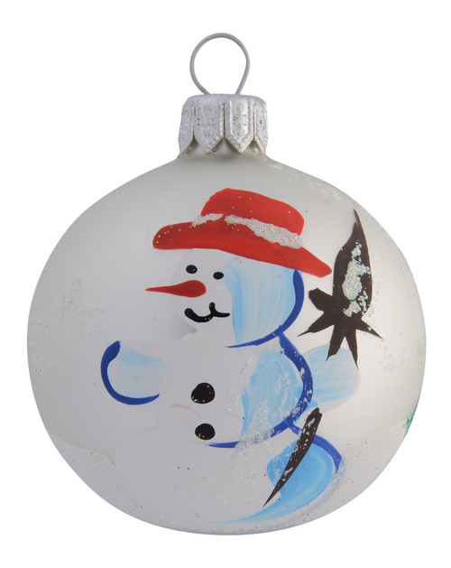White Snowman with Broomstick - 6cm