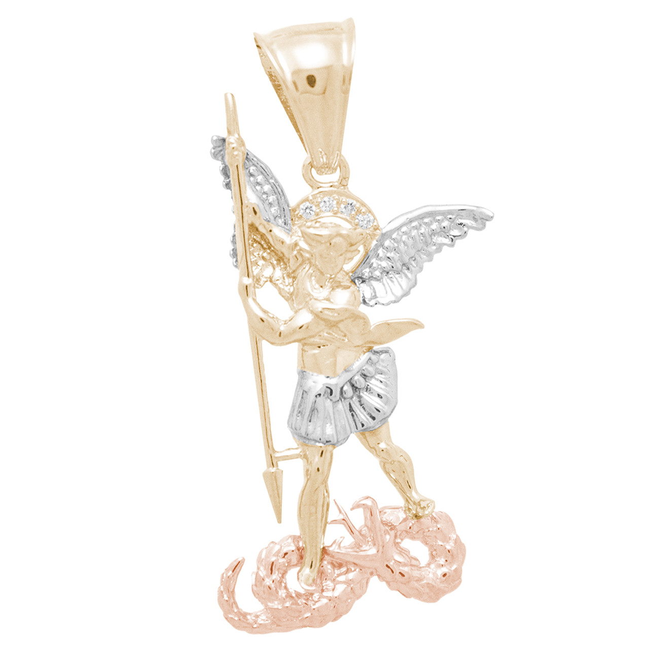 white gold saint michael pendant