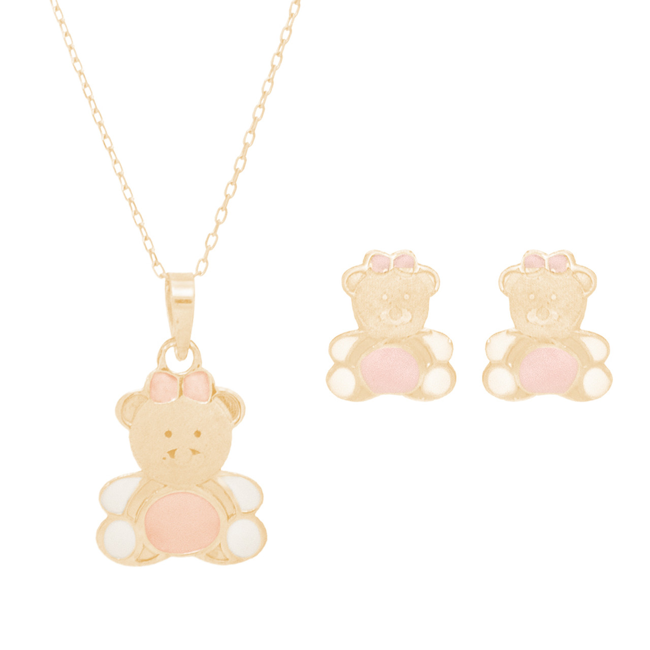 teddy bear necklace and bracelet set