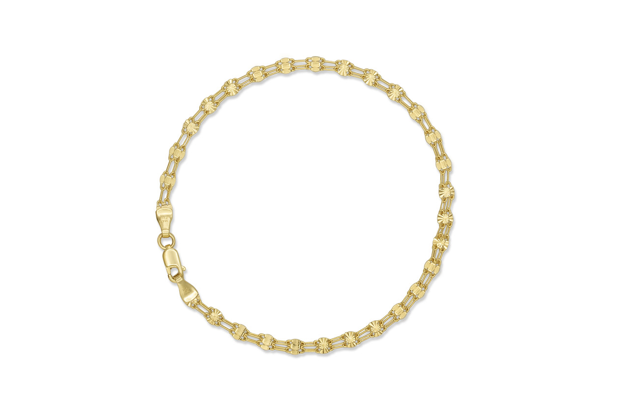 14kt 3mm Double-Link Italian Made Mirror Valentino Bracelet - 7.5