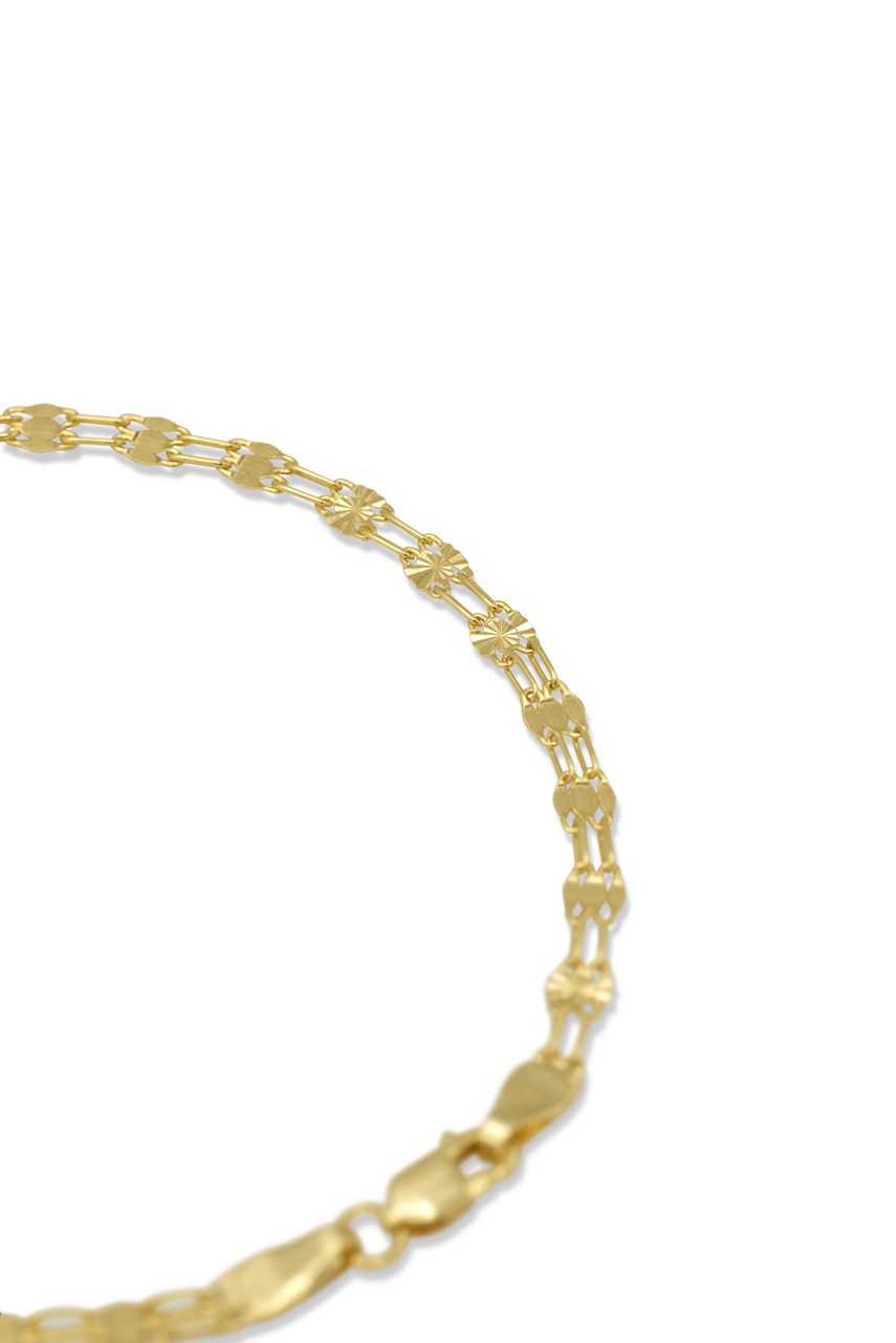 14kt 3mm Double-Link Italian Made Mirror Valentino Bracelet - 7.5