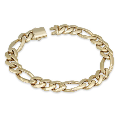 10kt 10mm Semi-Solid Figaro Bracelet - 8.5"