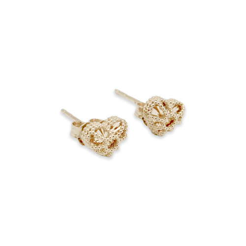 14kt Caged Heart Stud Earrings 