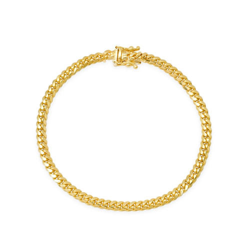 14kt Solid 4mm Miami Cuban Bracelet with Box Lock - 8" - 11.2g