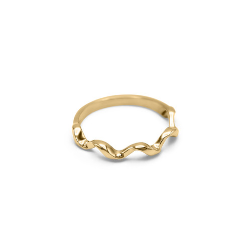 14K HIGH POLISH WAVE BAND - SIZE 7