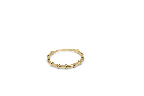 14K BEADED BAR RING - SIZE 6