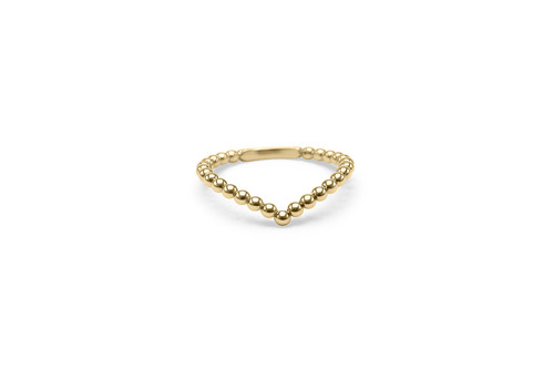 14K V-TIP BEAD RING - SIZE 7