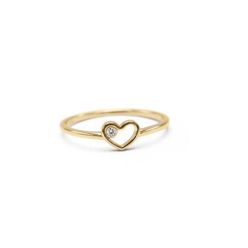 14K OPEN HEART CZ RING - SIZE 6