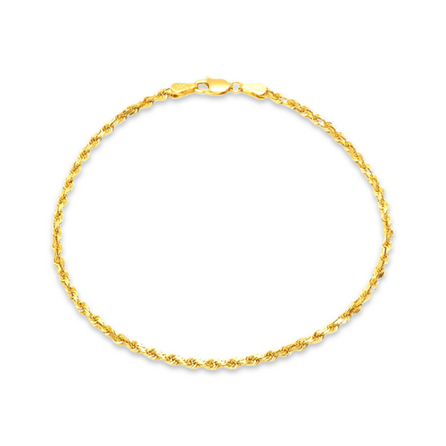 2.5mm 14kt Solid Rope Bracelet - 8"- 4g