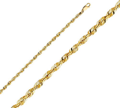 4mm Solid Diamond Cut Rope Chain - 20"- 26.1g