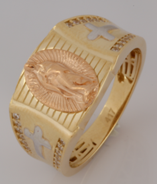 14kt Tri-Color Virgin Mary Ring - 1MR00055 - Size 10