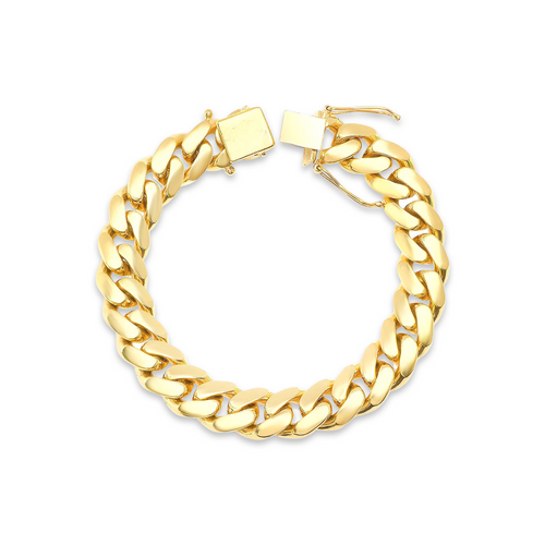 14mm Solid Miami Cuban Link Bracelet With Box Lock - 8.5"- 126g