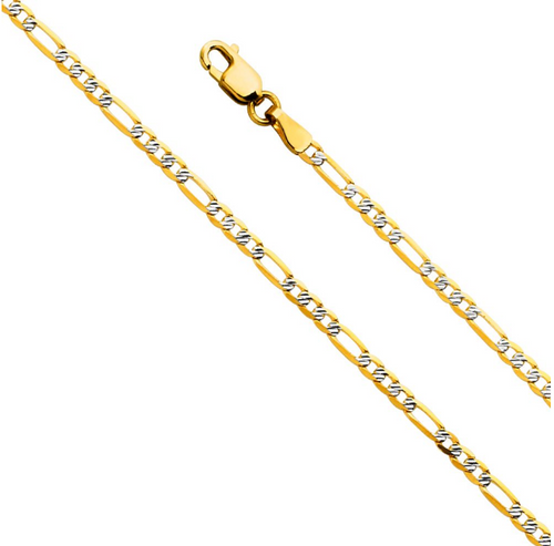 2.2mm Solid Pave Figaro Chain - 18"- 4.2g