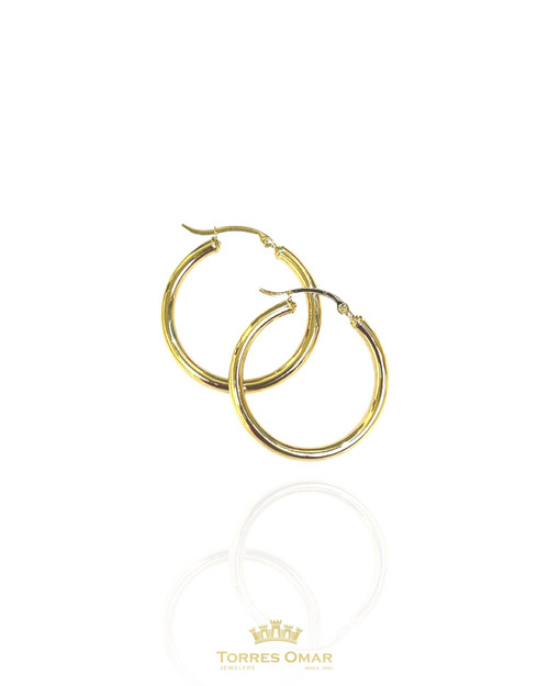 14kt 3mm Chunky Hoop Earrings - 30mm