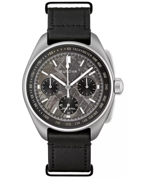 Men's Chronograph Lunar Pilot Meteorite Black Leather Strap Watch 44mm - Limited Edition