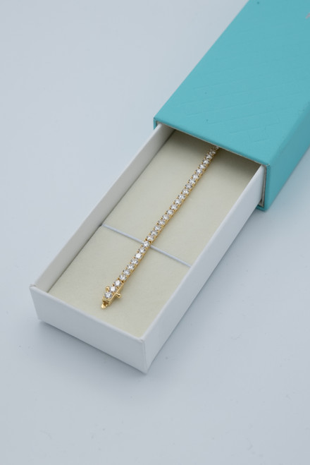 14kt LG Diamond Tennis Bracelet - 7" - 7.04cttw